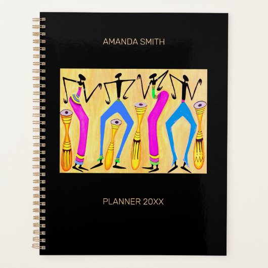 水彩アフリカンアートお祝いダンス プランナー手帳 (正面)