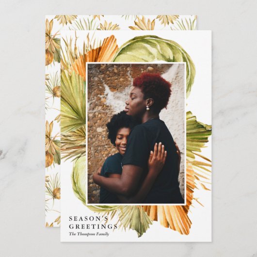 水彩アフリカンパームズシーズンの挨拶の写真 シーズンカード (正面/裏面)