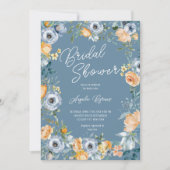 水彩アプリコットパステルブルーワイルドフラワーズ 招待状 (正面)