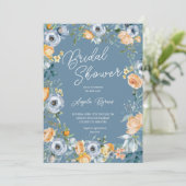 水彩アプリコットパステルブルーワイルドフラワーズ 招待状 (スタンド正面)