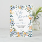 水彩アプリコットパステルブルーワイルドフラワーズ 招待状 (スタンド正面)