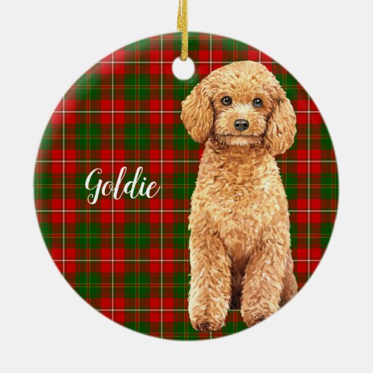 水彩アプリコットプードルドッグパーソナライズされた セラミックオーナメント (裏面)