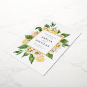 水彩アプリコット英語バラ日付を保存 箔招待状 (回転した状態)