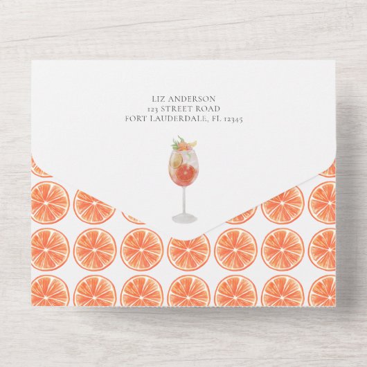 水彩アペロールスプリッツ That's Amore ウェディングシャワーの招待状 オールインワン招待状 (裏面)