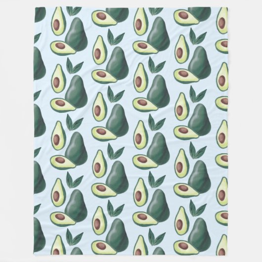 水彩アボカド毛布 フリースブランケット (正面)