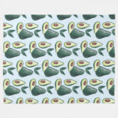 水彩アボカド毛布 フリースブランケット (正面(横))