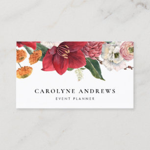 水彩アマリリスとキクフローラ 名刺