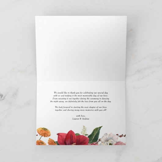 水彩アマリリスとムムスフローラ結婚ズ サンキューカード (内部)