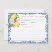 水彩アマルフィレモン青タイルレシピカード 招待状 (正面)