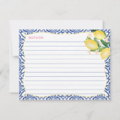 水彩アマルフィレモン青タイルレシピカード 招待状 (裏面)