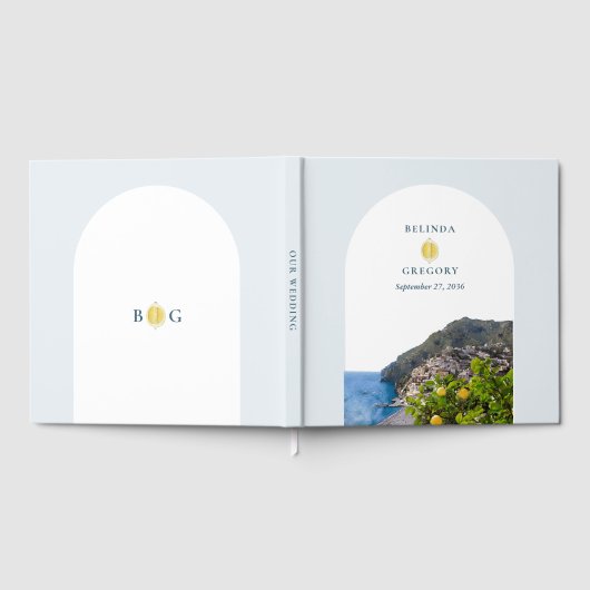 水彩アマルフィーコースト イタリア アーチ ウェディング レモン ゲストブック (全面)