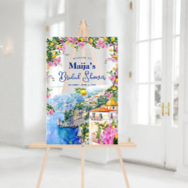 水彩アマルフィーコースト ピンクレモン ウェディングシャワー アクリルサイン