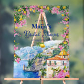 水彩アマルフィーコースト ピンクレモン ウェディングシャワー アクリルサイン (ニュートラル)