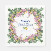 水彩アマルフィーコースト ピンクレモン ウェディングシャワー スタンダードランチョンナプキン (正面)