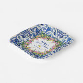 水彩アマルフィーコースト ピンクレモン ウェディングシャワー ペーパープレート (傾斜あり)