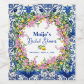 水彩アマルフィーコースト ピンクレモン ウェディングシャワー ワインラベル (シングルラベル)