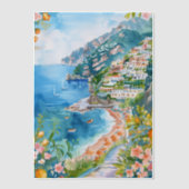 水彩アマルフィ地中海のコーストイタリアン ベラム紙招待状 (正面)