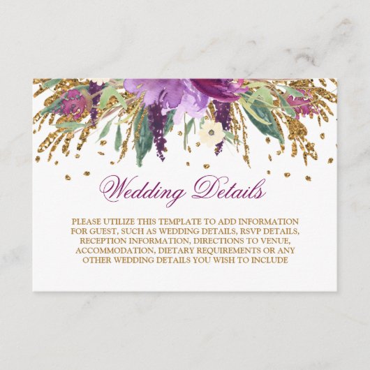 水彩アメジストの輝き ウェディングの詳細 エンクロージャーカード (正面)