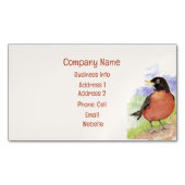 水彩アメリカンロビンガーデンバードアート マグネット名刺 (正面)