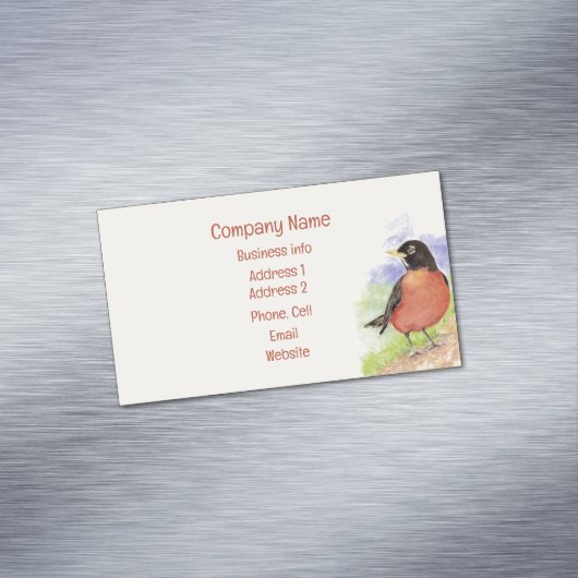 水彩アメリカンロビンガーデンバードアート マグネット名刺 (インサイチュ)