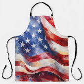 水彩アメリカ国旗のエプロン エプロン (正面)