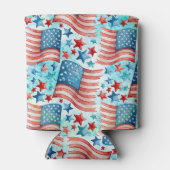 水彩アメリカ国旗のパターン 缶クーラー (裏面)