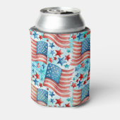 水彩アメリカ国旗のパターン 缶クーラー (缶裏面)