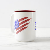 水彩アメリカ国旗の愛国的なマグカップ ツートーンマグカップ (正面左)