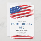 水彩アメリカ国旗7月4日招待状 セーブザデート (正面)
