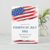 水彩アメリカ国旗7月4日招待状 セーブザデート (スタンド正面)