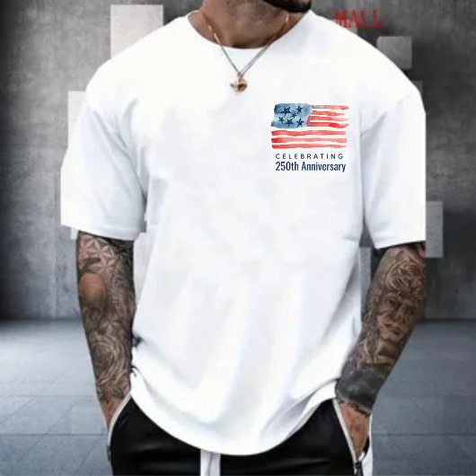 水彩アメリカ国旗 7月4日 250周年記念 Tシャツ