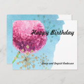 水彩アリウムの花、青、紫、金 ポストカード (正面/裏面)