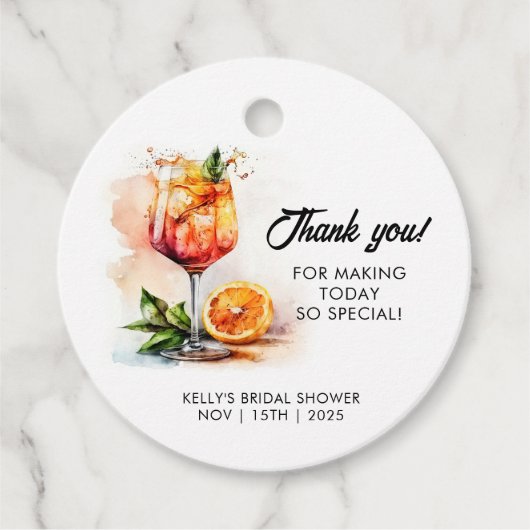 水彩アルペロールスプリッツ ブライダルシャワー フェイバータグ (正面)