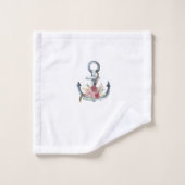 水彩アンカー花ネイティブ バスタオルセット (ウォッシュタオル)