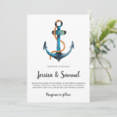 水彩アンカー モダン ナウティカル ウェディング 招待状 (スタンド正面)