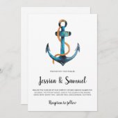 水彩アンカー モダン ナウティカル ウェディング 招待状 (正面/裏面)