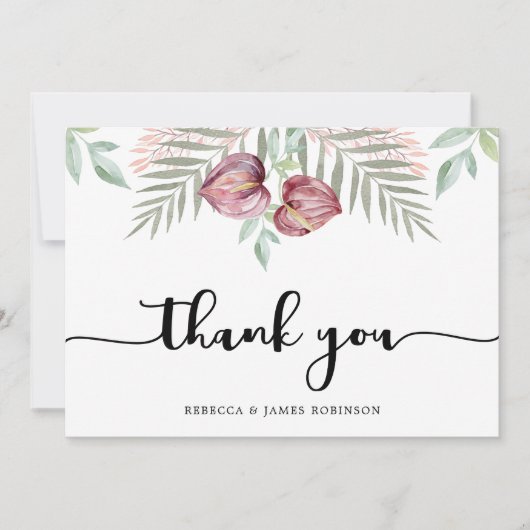 水彩アンスリウムフローラサンキューカード サンキューカード (正面)