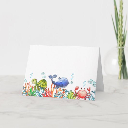 水彩アンダーザシーテーマ誕生会 サンキューカード (裏面)