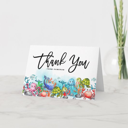 水彩アンダーザシーテーマ誕生会 サンキューカード (正面)