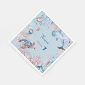 水彩アンダーザシー子供の誕生日 スタンダードランチョンナプキン (角)