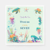 水彩アンダーザシー子供の誕生日 スタンダードランチョンナプキン (正面)