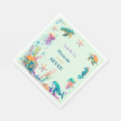 水彩アンダーザシー子供の誕生日 スタンダードランチョンナプキン (角)