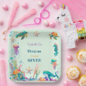 水彩アンダーザシー子供の誕生日 ペーパープレート (パーティー)