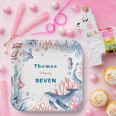 水彩アンダーザシー子供の誕生日 ペーパープレート (パーティー)