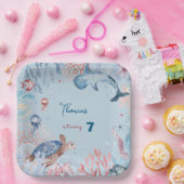 水彩アンダーザシー子供の誕生日 ペーパープレート (パーティー)