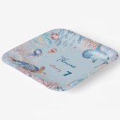 水彩アンダーザシー子供の誕生日 ペーパープレート (傾斜あり)