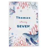 水彩アンダーザシー子供の誕生日 ミディアムペーパーバッグ (正面)