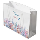 水彩アンダーザシー子供の誕生日 ラージペーパーバッグ (裏面アングル)