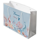 水彩アンダーザシー子供の誕生日 ラージペーパーバッグ (裏面アングル)