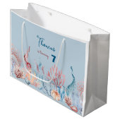 水彩アンダーザシー子供の誕生日 ラージペーパーバッグ (正面アングル)